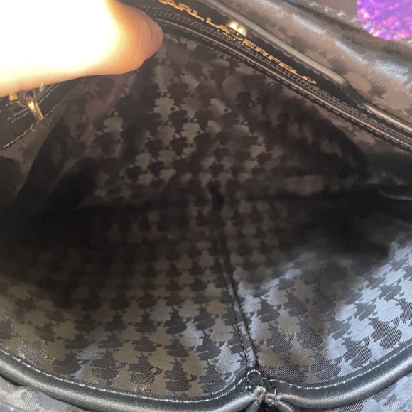 NWT Karl Lagerfeld Paris Black multicolor Jewel Pattern Nylon Shoulder Bag - Picture 3 of 4